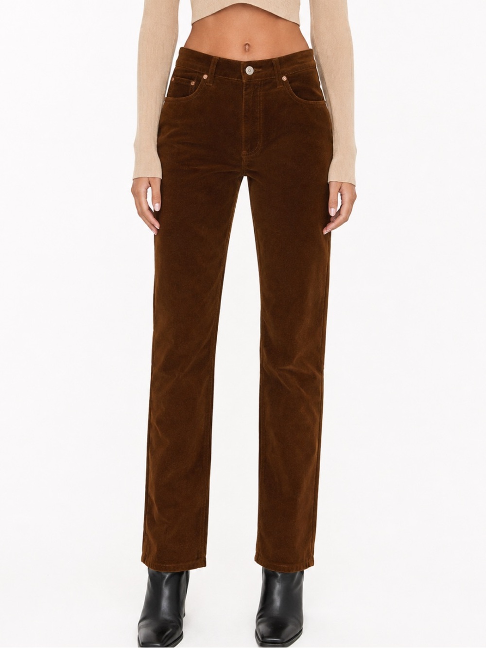 MOUSSY VINTAGE Slater Corduroy Straight-Leg Camel Brown Pants. Size 26